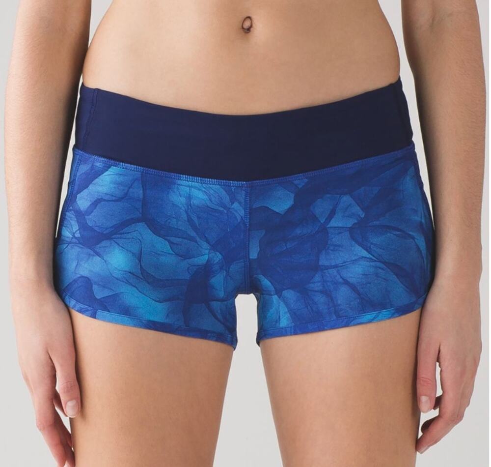 Lululemon Speed Shorts 2 1/2" Mini Midnight Tulle Multi Hero Blue 6